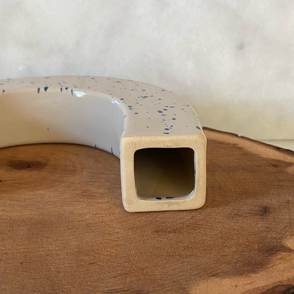 Modern Semi-Circle Speckled Blue Ceramic Accent Piece - Picture 5 of 6